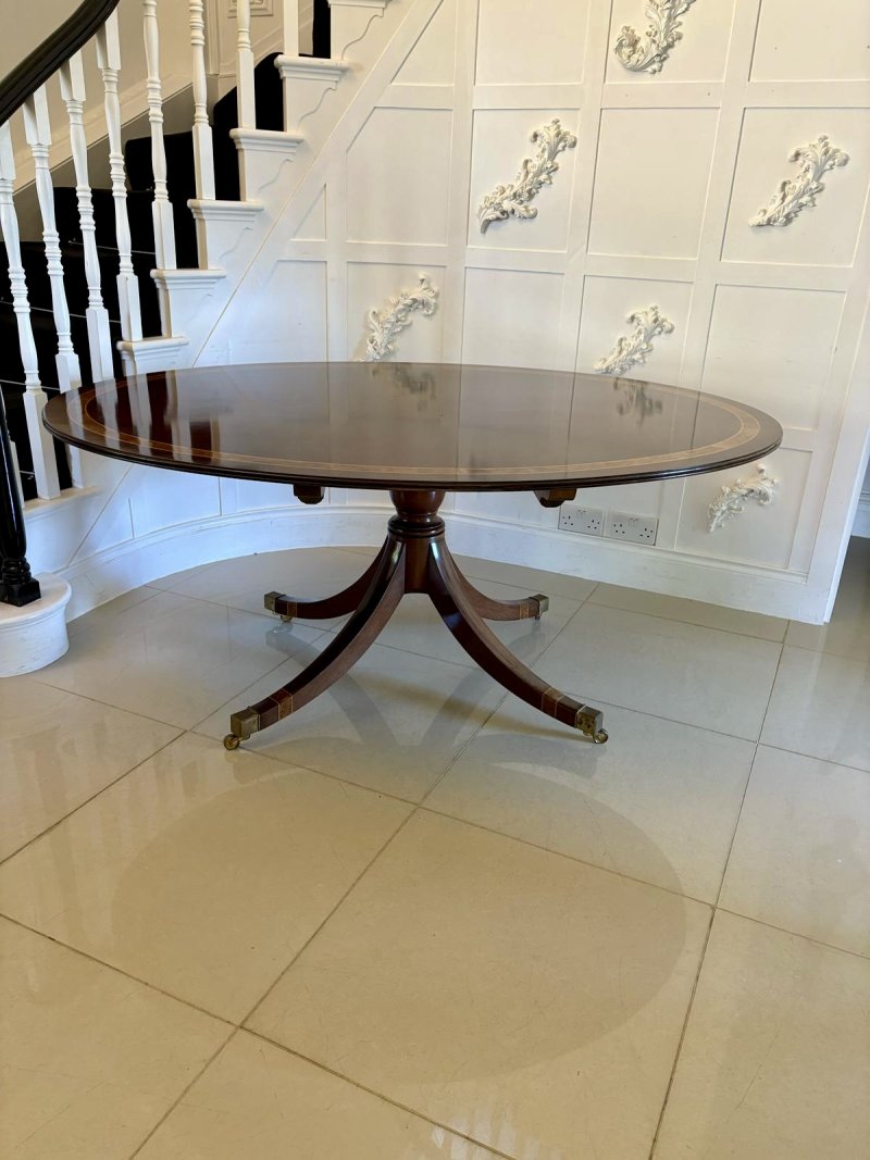 Antique Edwardian Quality Figured Mahogany 8 Seater Oval Dining Table - Image 2